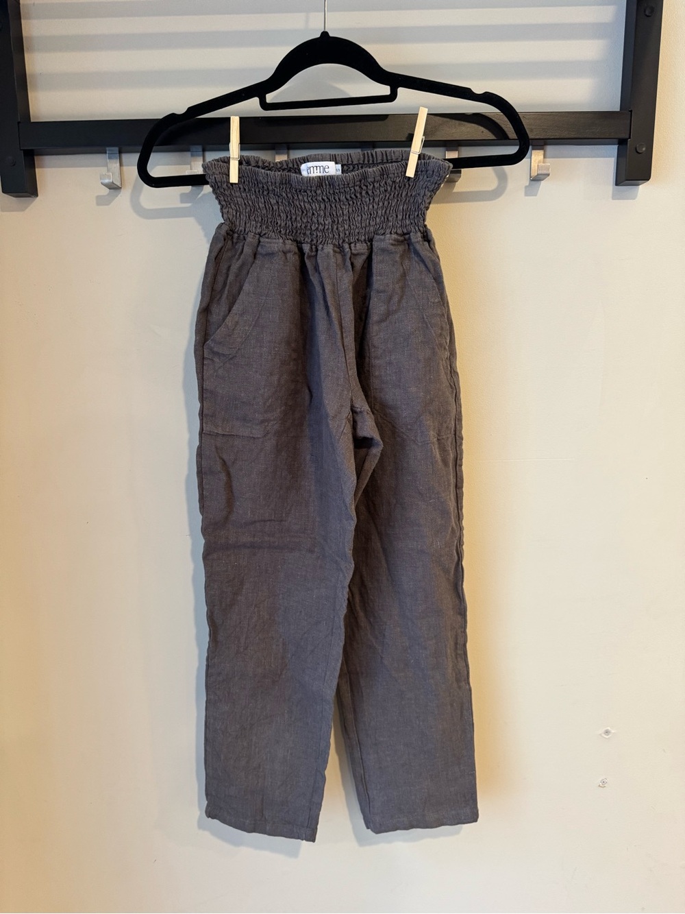 Emme Maternity Postpartum Pants in Grey Linen